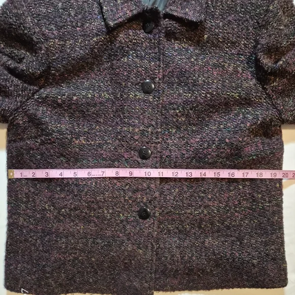 Talbots Purple Textured Tweed Wool Blend Blazer Jacket Size 14P - Picture 5 of 8